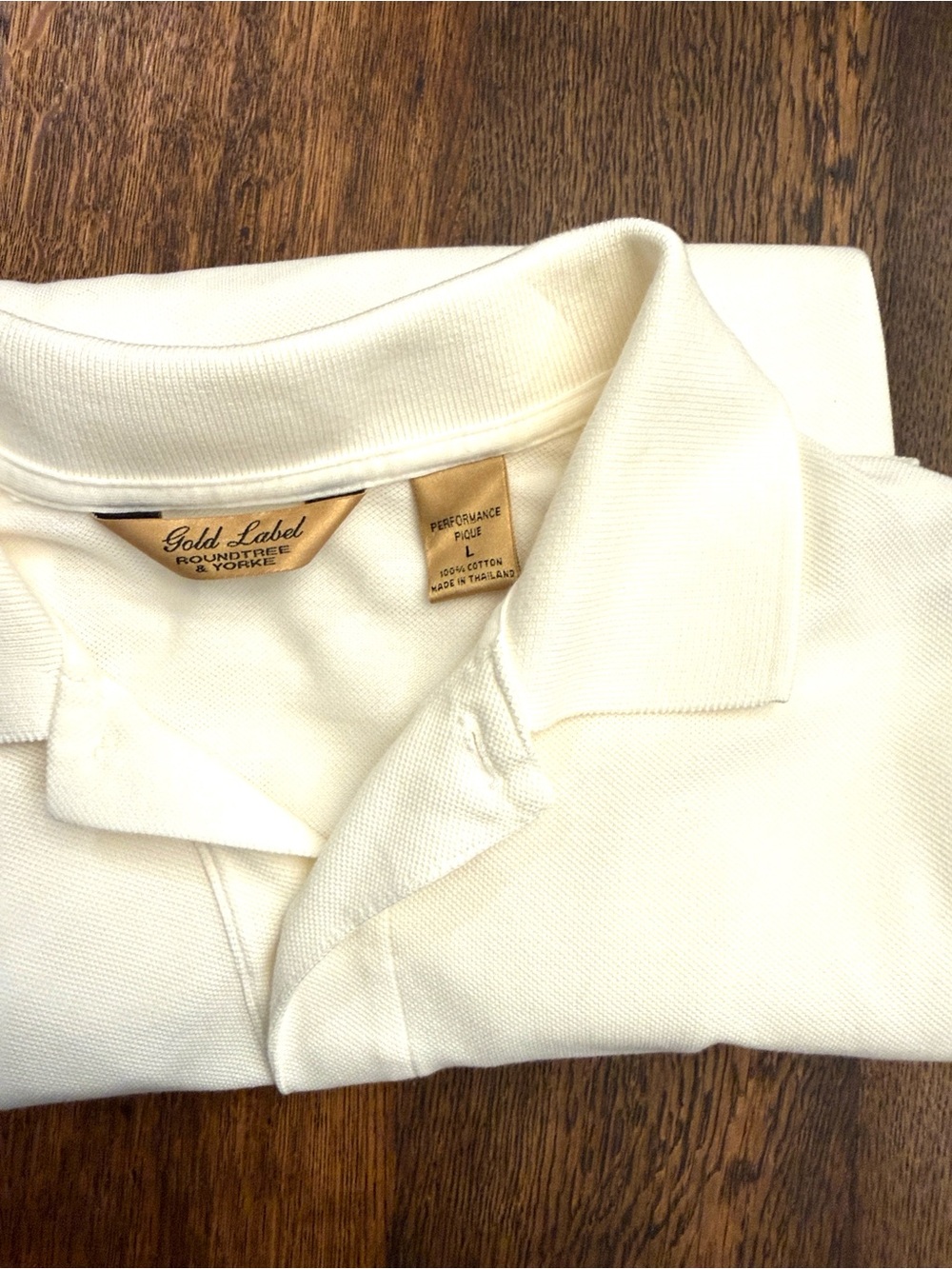 Gold Label Roundtree & Yorke Cream Performance Pique Polo